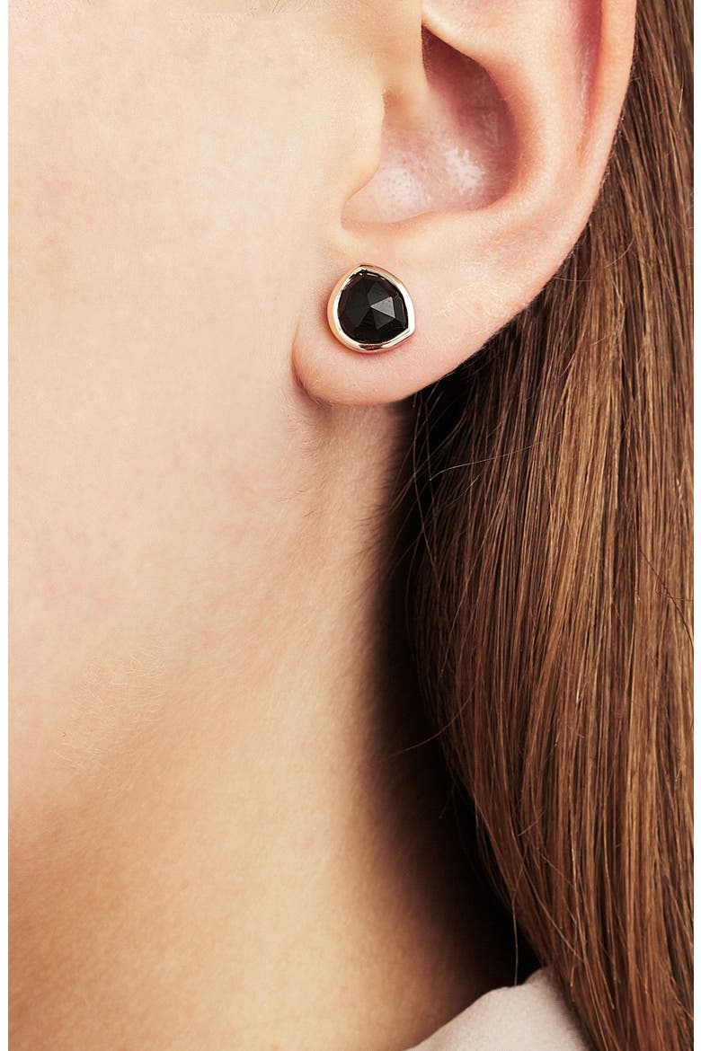 MV Siren™ Stone Stud Earrings, Alternate, color, BLACK ONYX/ ROSE GOLD