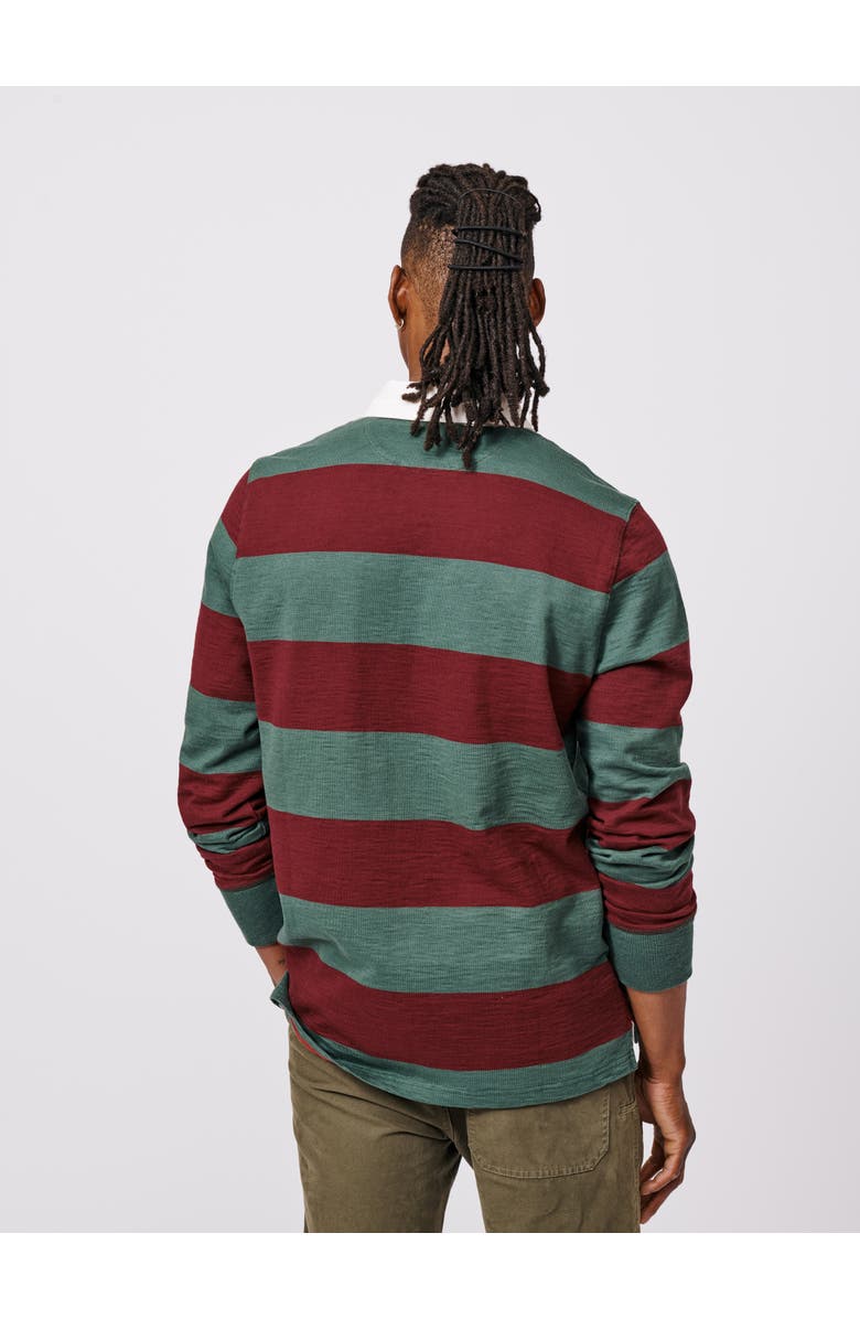 Aubin Irnham Long Sleeve Collared Rugby Shirt, Alternate, color, Forest/Burgundy Stripe