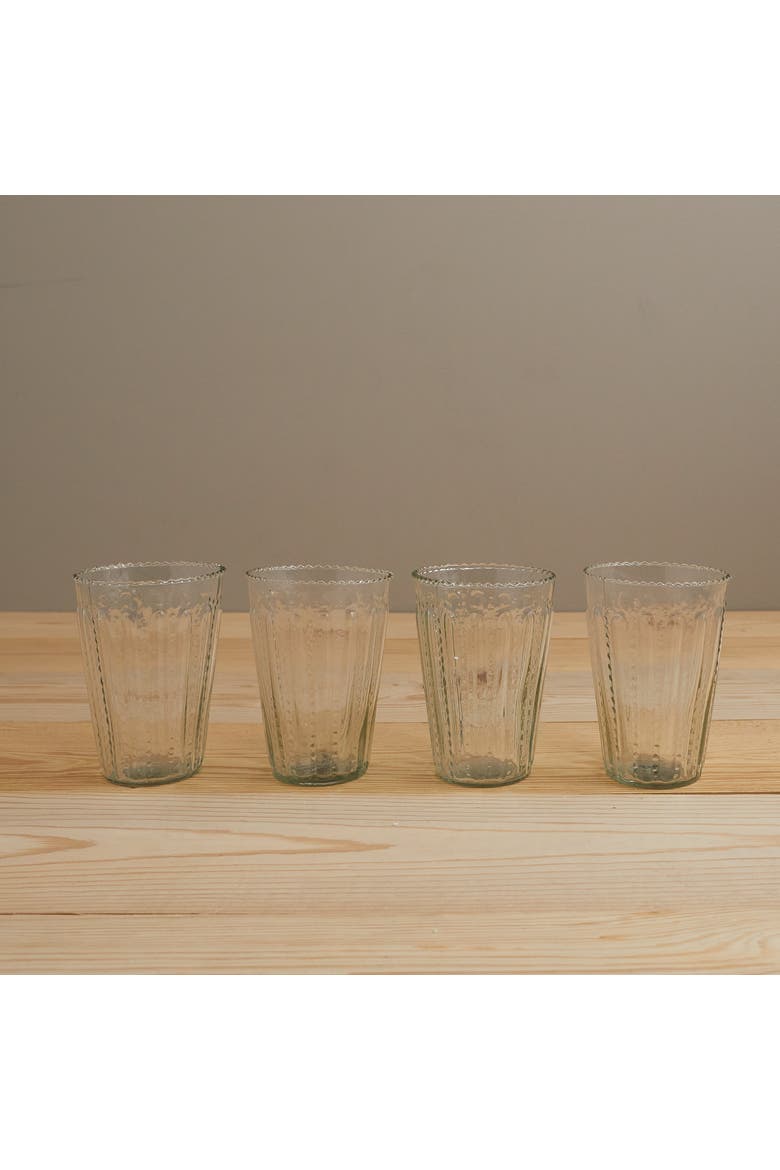 Ruffle Glass Tumbler - Set of 4, Alternate, color, Clear