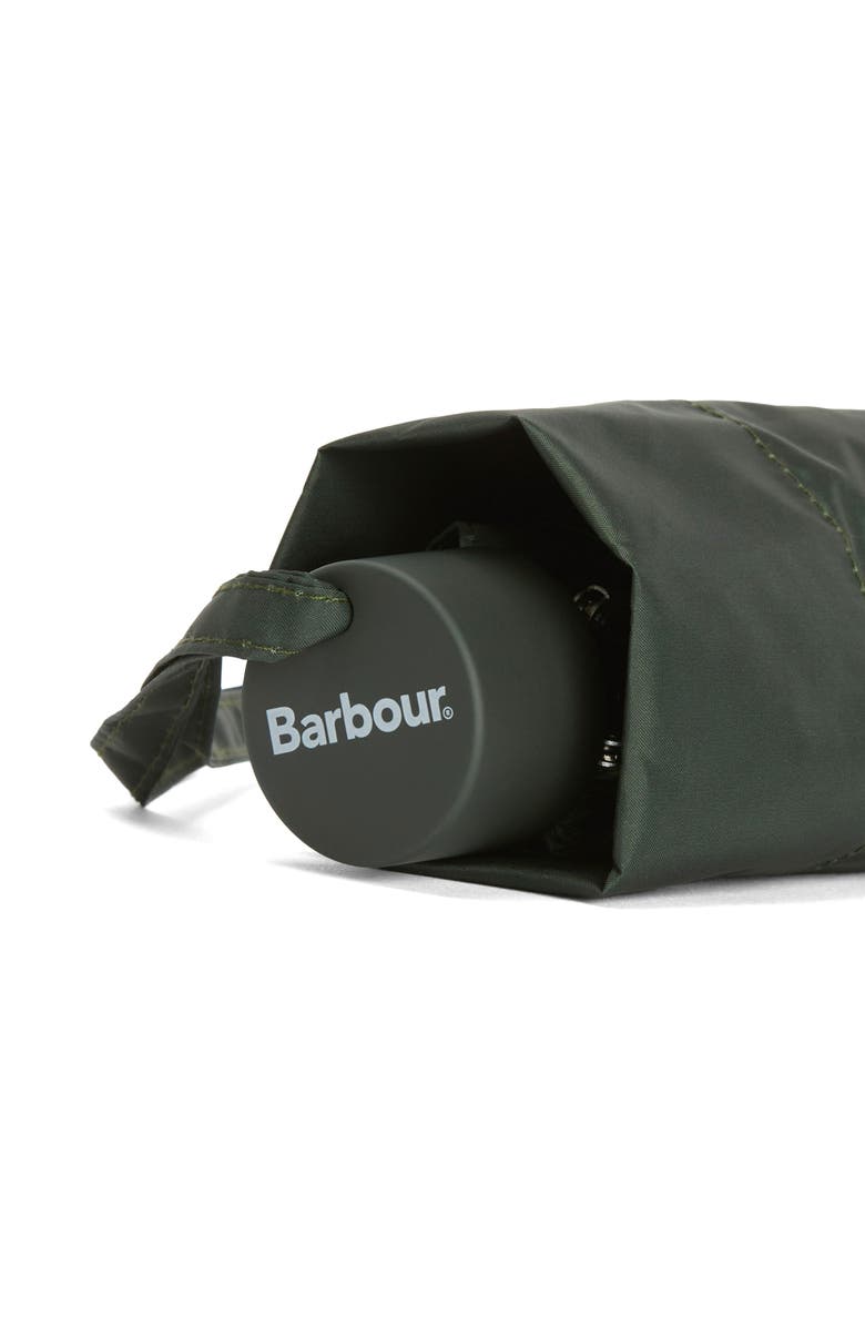 Barbour Logo Print Telescopic Mini Umbrella, Alternate, color, Barbour Green