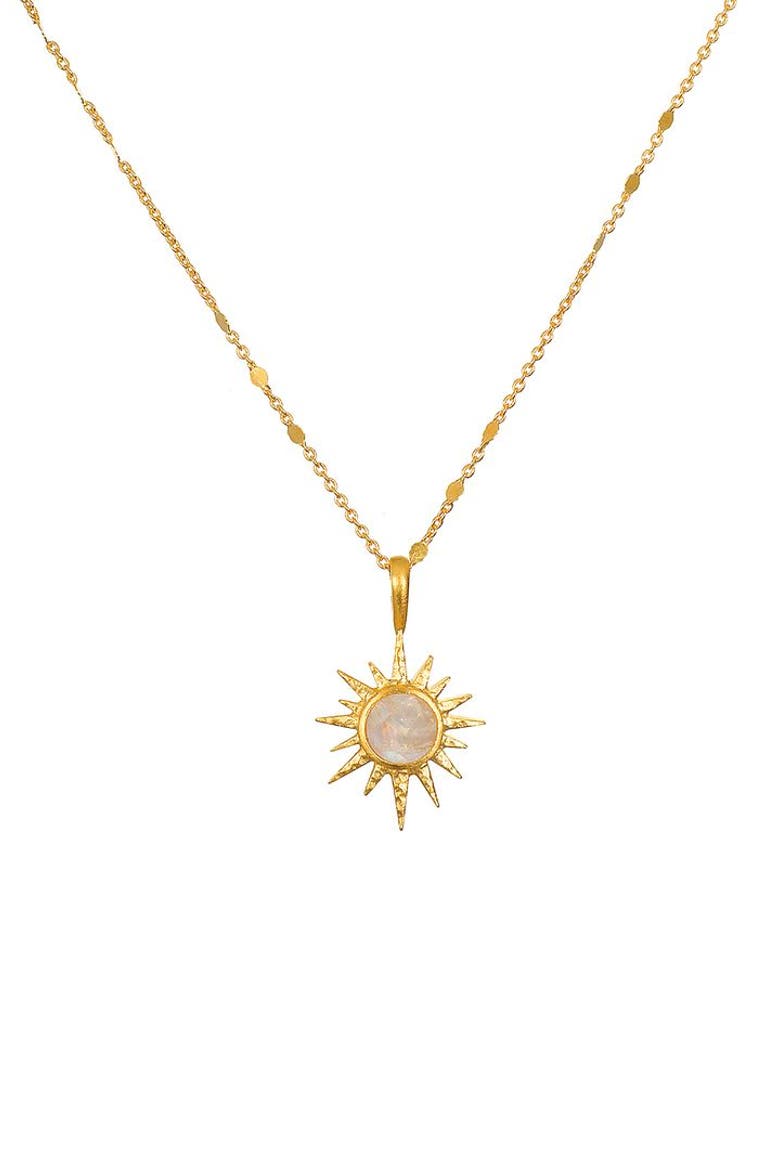 North Star Moonstone Starburst Necklace, Main, color, Gold