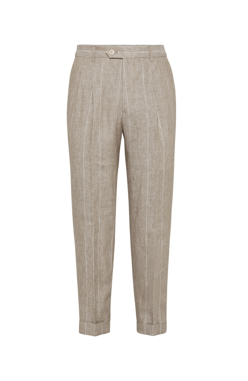 Shop Brunello Cucinelli Wide Chalk Stripe Trousers In Yuta