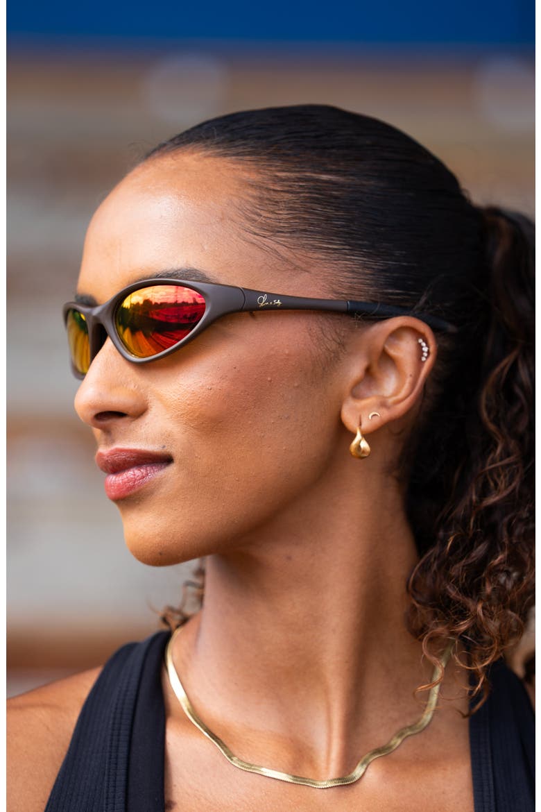 Lina Sport Polarized Sunglasses, Alternate, color, Orange