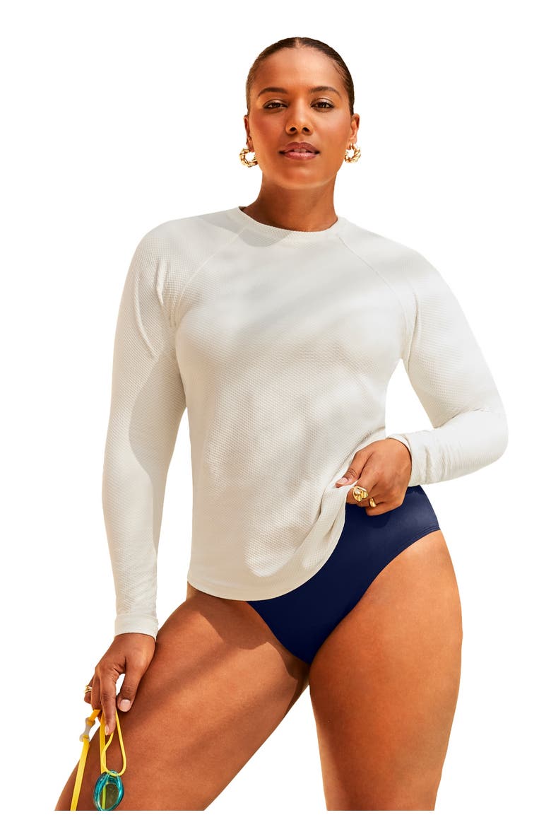 Chlorine Resistant Quick Dry Long Sleeve Swim Rash Guard, Main, color, White