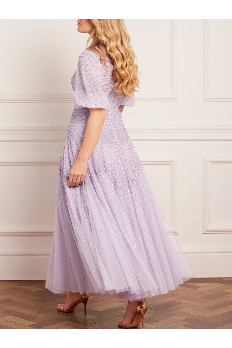 Scallop Sequin V-Neck Maxi Gown, Alternate, color, Lavender