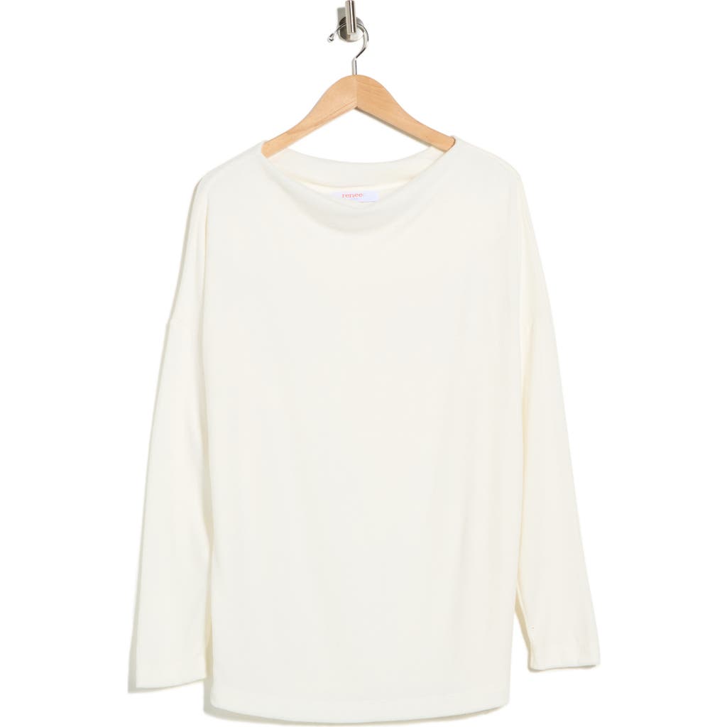 Renee C Brushed Knit Long Sleeve Top In White
