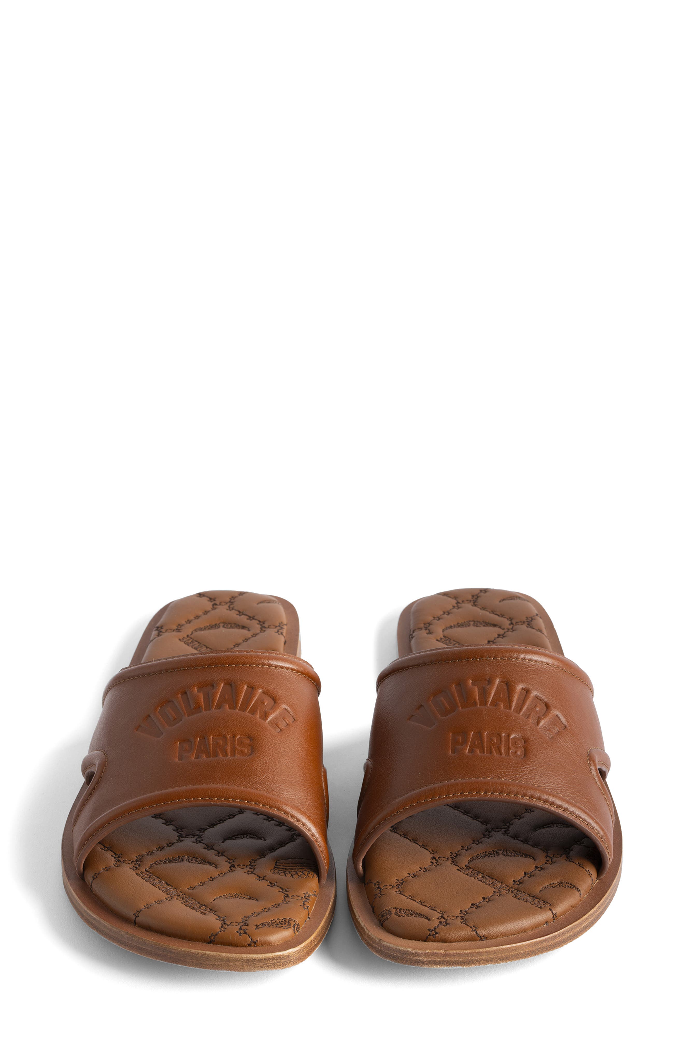 Zadig & Voltaire Beach Monogram Slide Sandal, Alternate, color, 