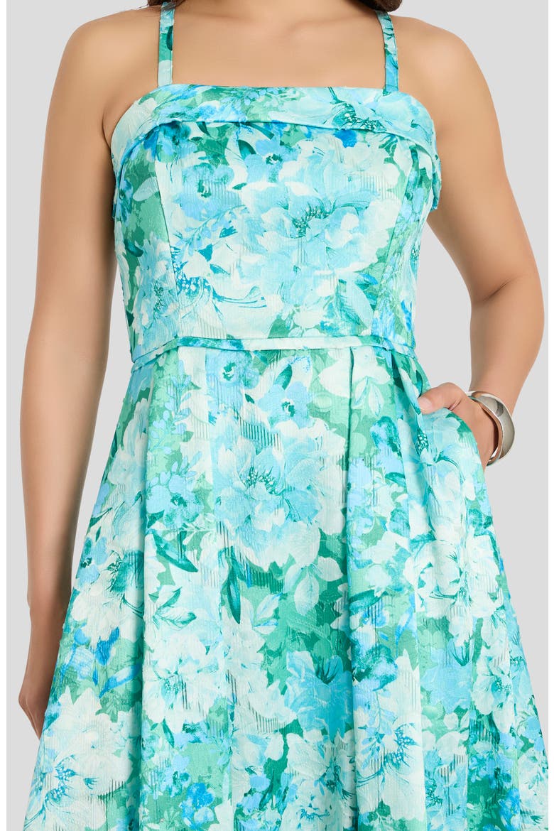 Floral Print Sleeveless Maxi Dress, Alternate, color, BLUE GREEN