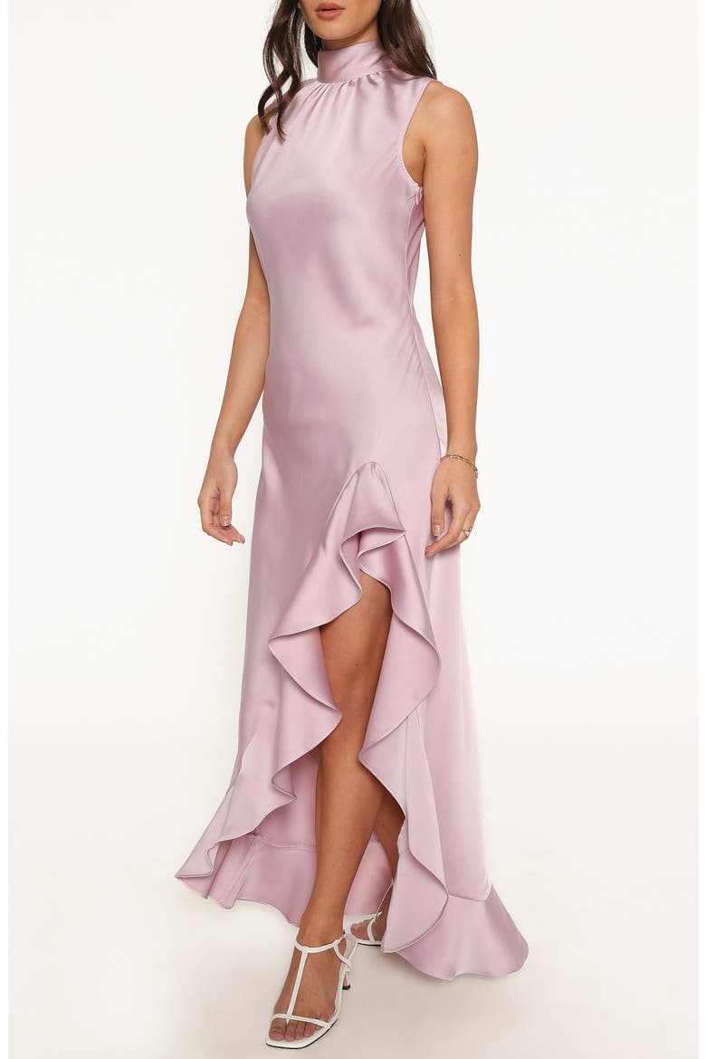 Brialyn High Neck Ruffle Maxi Dress, Alternate, color, VINTAGE PURPLE