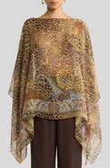 Etro Print Silk Chiffon Poncho
