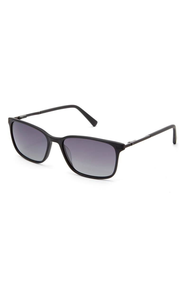 Ted Baker London 56mm Square Full Rim Polarized Sunglasses, Alternate, color, Black