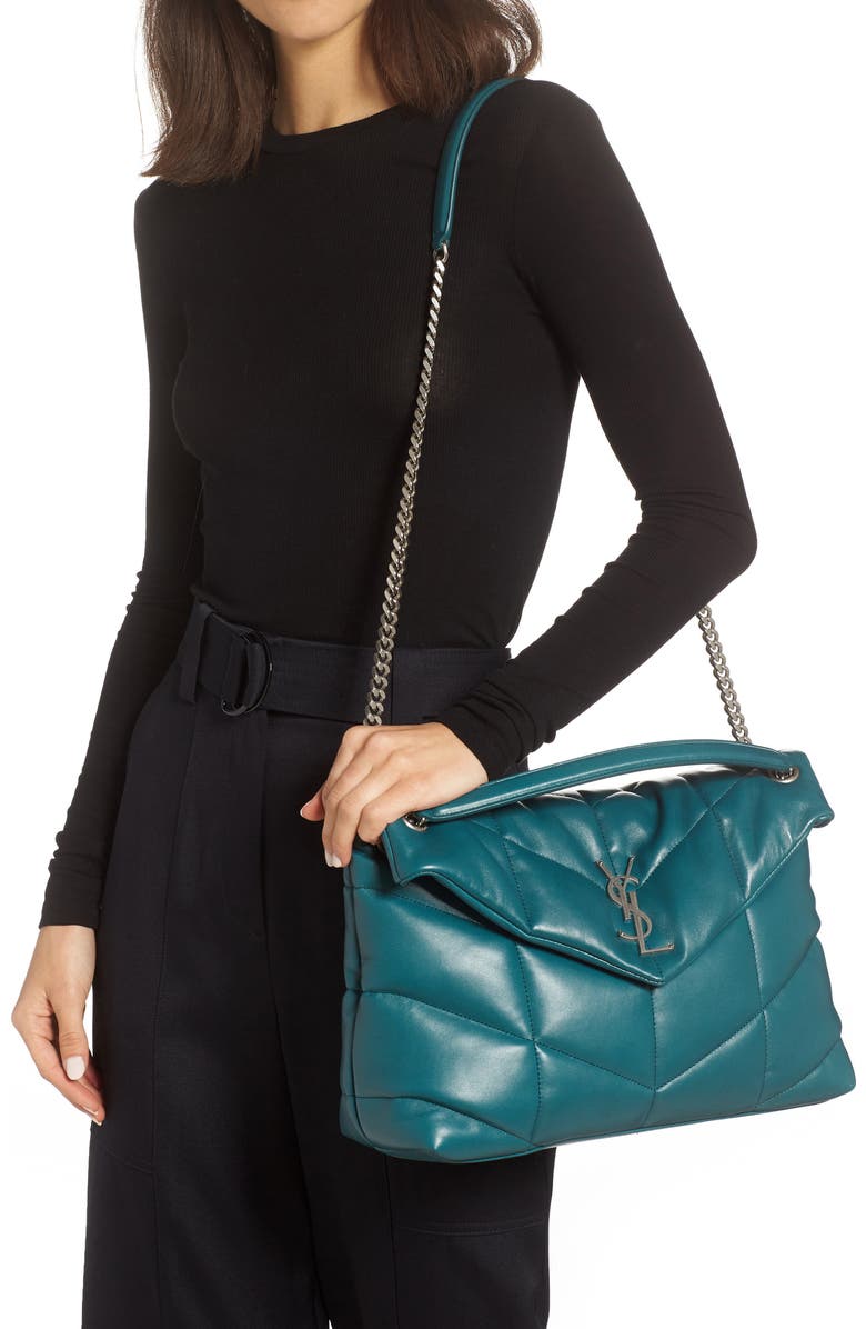 Saint Laurent Medium Loulou Puffer Matelassé Leather Shoulder Bag, Alternate, color,