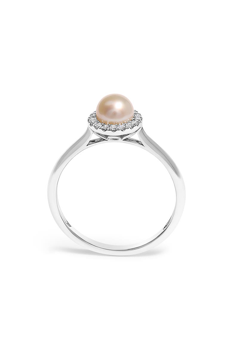 10K White Gold 5MM Pearl and Diamond Halo Ring, Alternate, color, White
