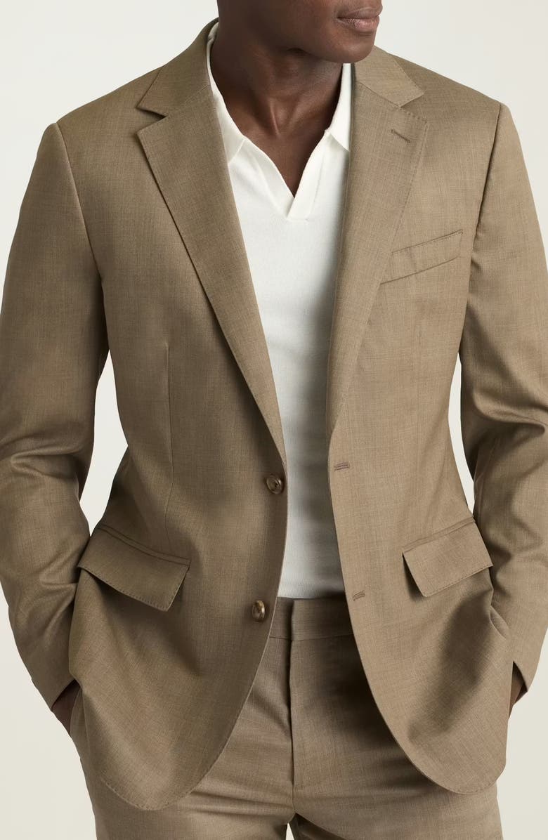 Bonobos Jetsetter Slim Fit Tan Mélange Stretch Wool Sport Coat, Main, color, 