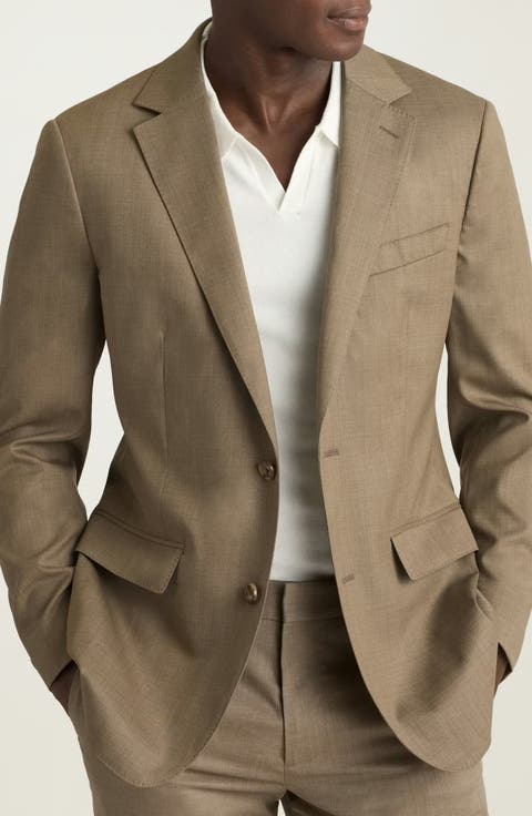 Jetsetter Slim Fit Tan Mélange Stretch Wool Sport Coat