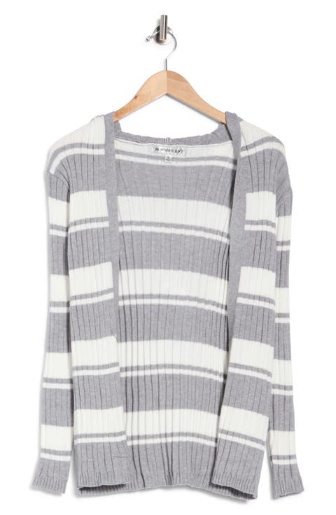 Striped Open Front Cardigan
