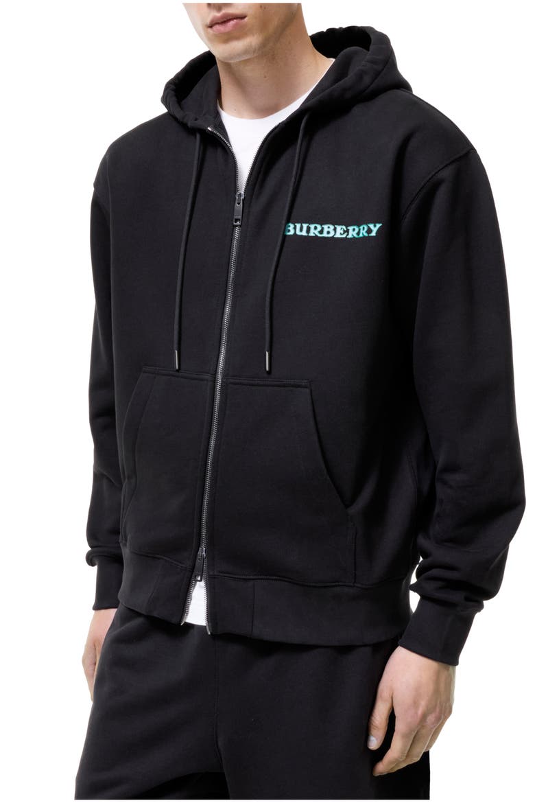 Heritage Logo Cotton Zip Hoodie, Main, color, Black