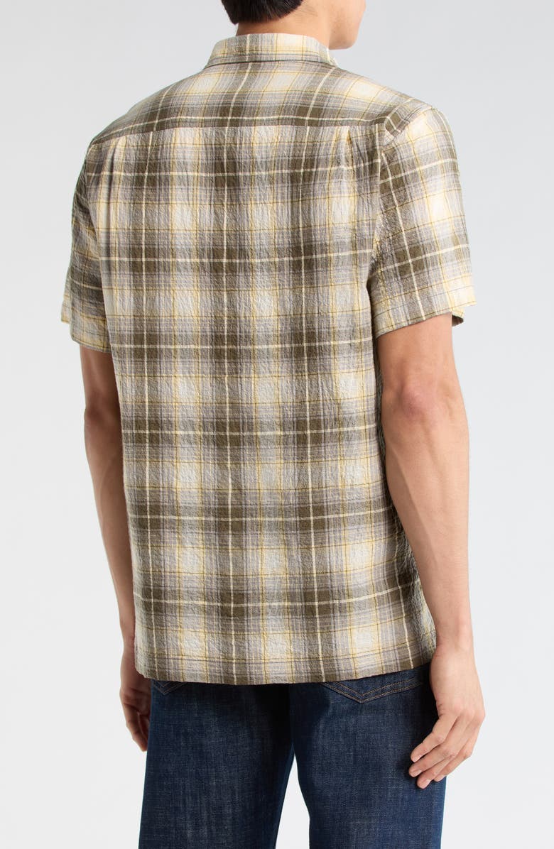 Lucky Brand Playa Short Sleeve Crinkled Shirt, Alternate, color, Green Plaid