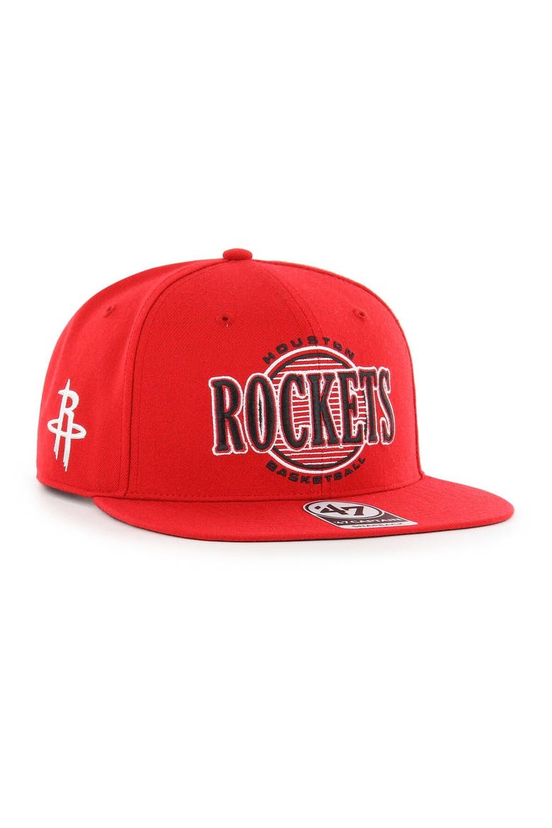 Men's '47 Red Houston Rockets High Post Captain Snapback Hat, Main, color, Red