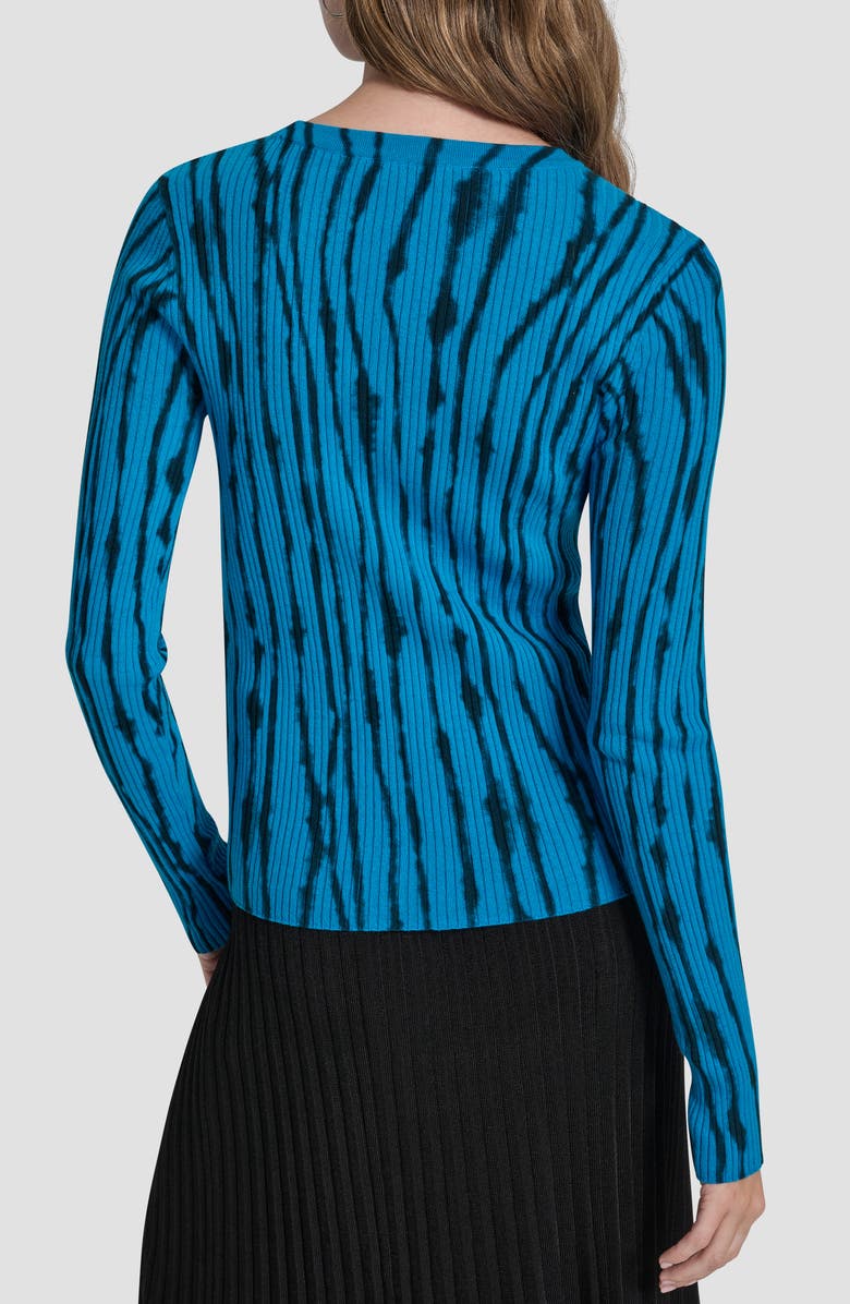 DKNY Dye Print Rib Sweater, Alternate, color, Blue Placed Graffiti