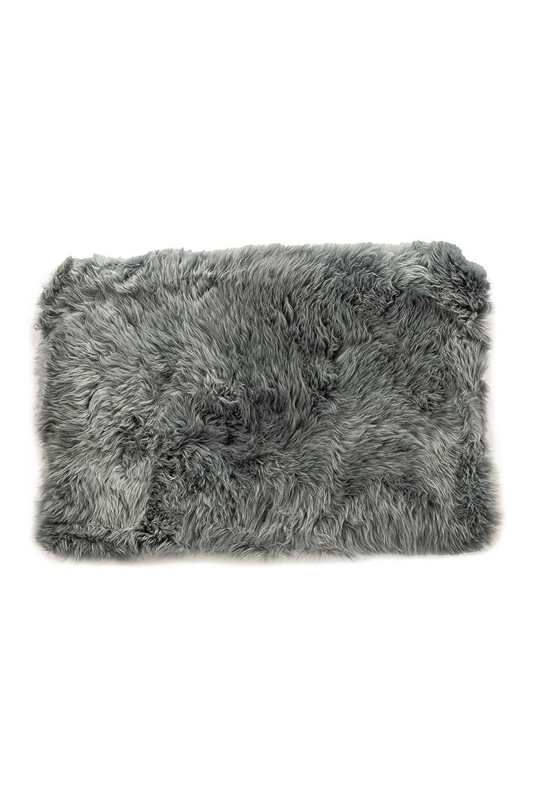 New Zealand Rectangular Sheepskin Throw, Alternate, color, GREY