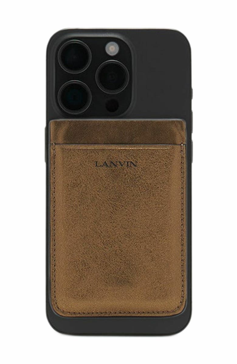 Lanvin Magnetic Cardholder In Metallic Grained Leather, Alternate, color,