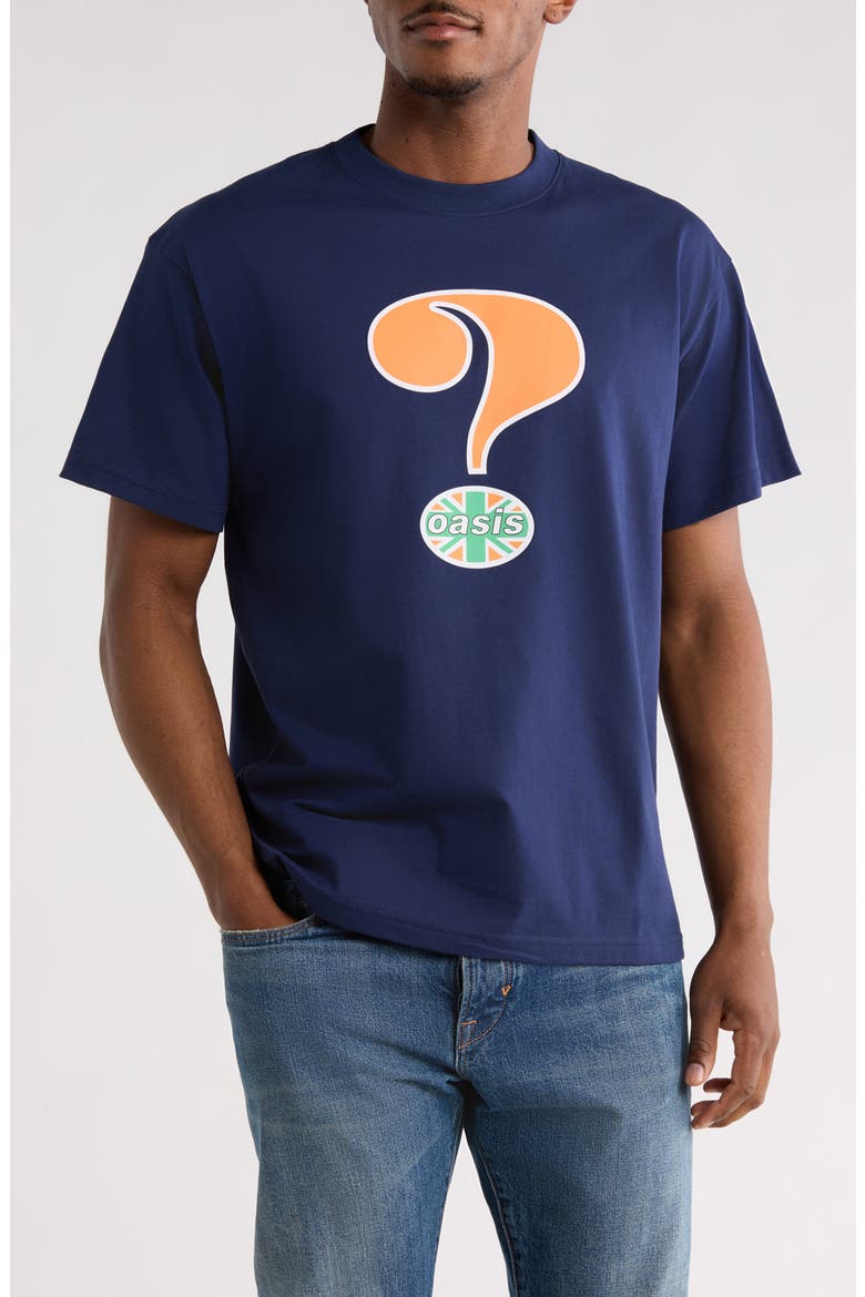 x Oasis Question Mark Graphic T-Shirt, Main, color, NAVY