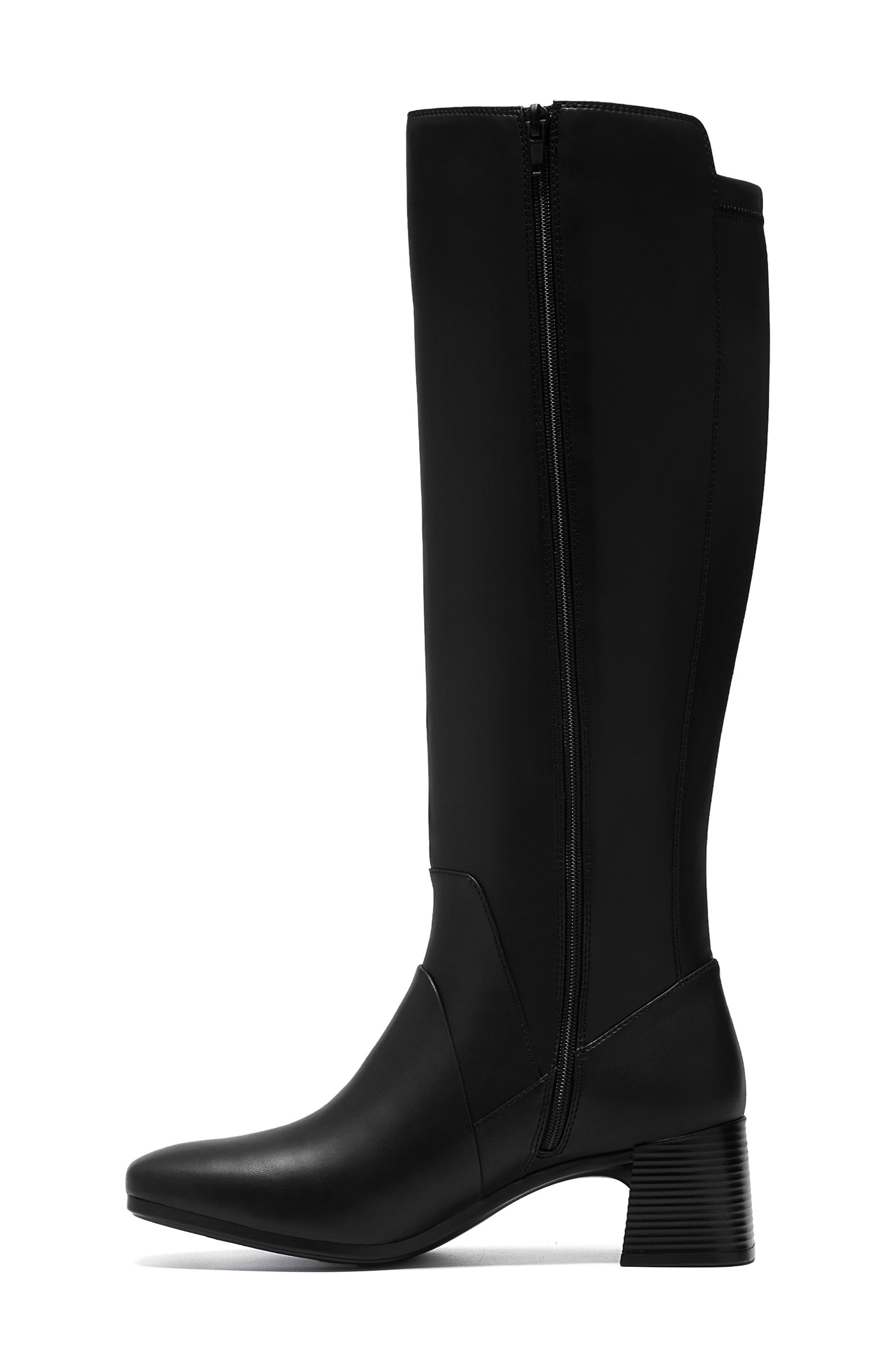 Marriann Chic Faux Leather Knee High Boot, Alternate, color, BLACK