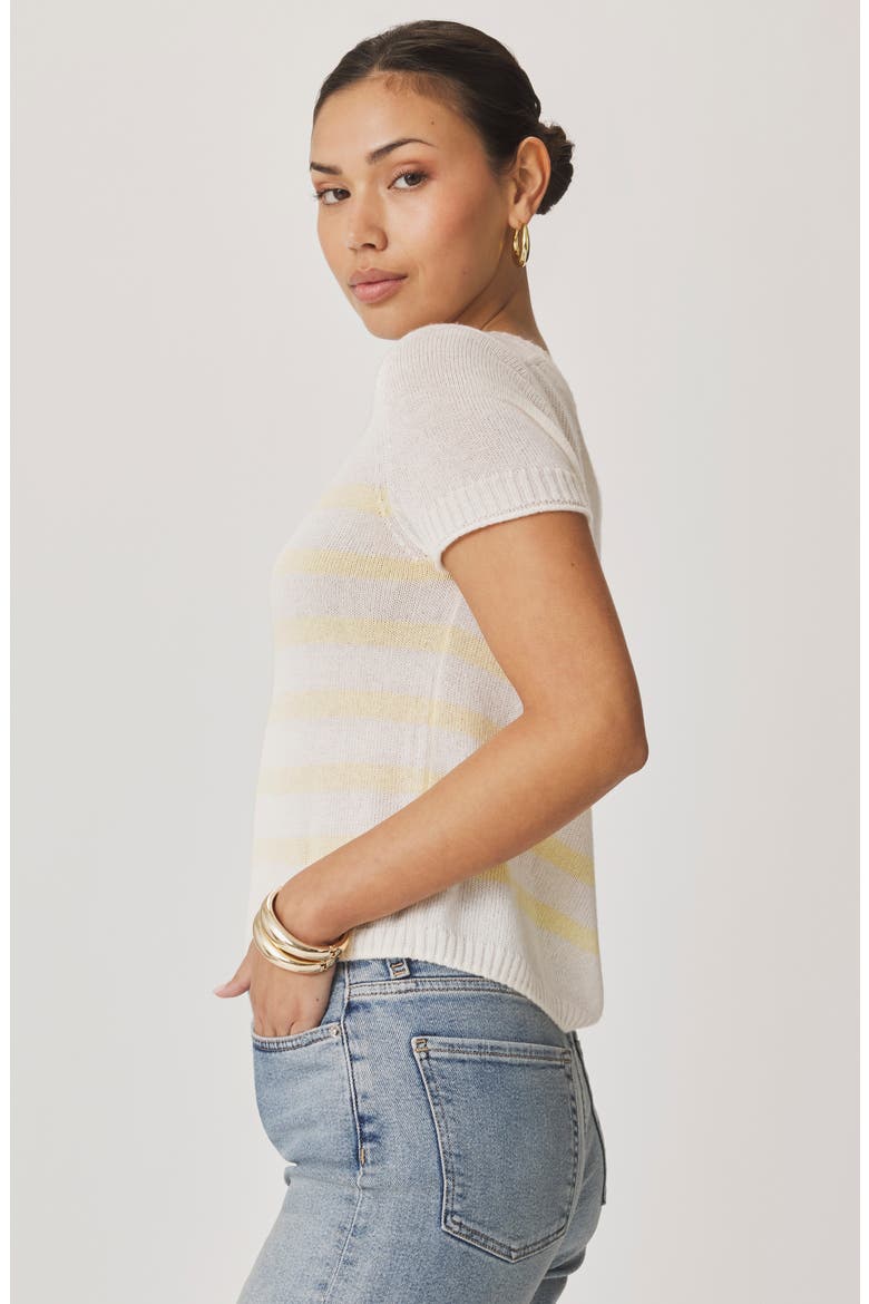 Emerson Stripe Short Sleeve Sweater, Alternate, color, SHELL/ HONEYSUCKLE