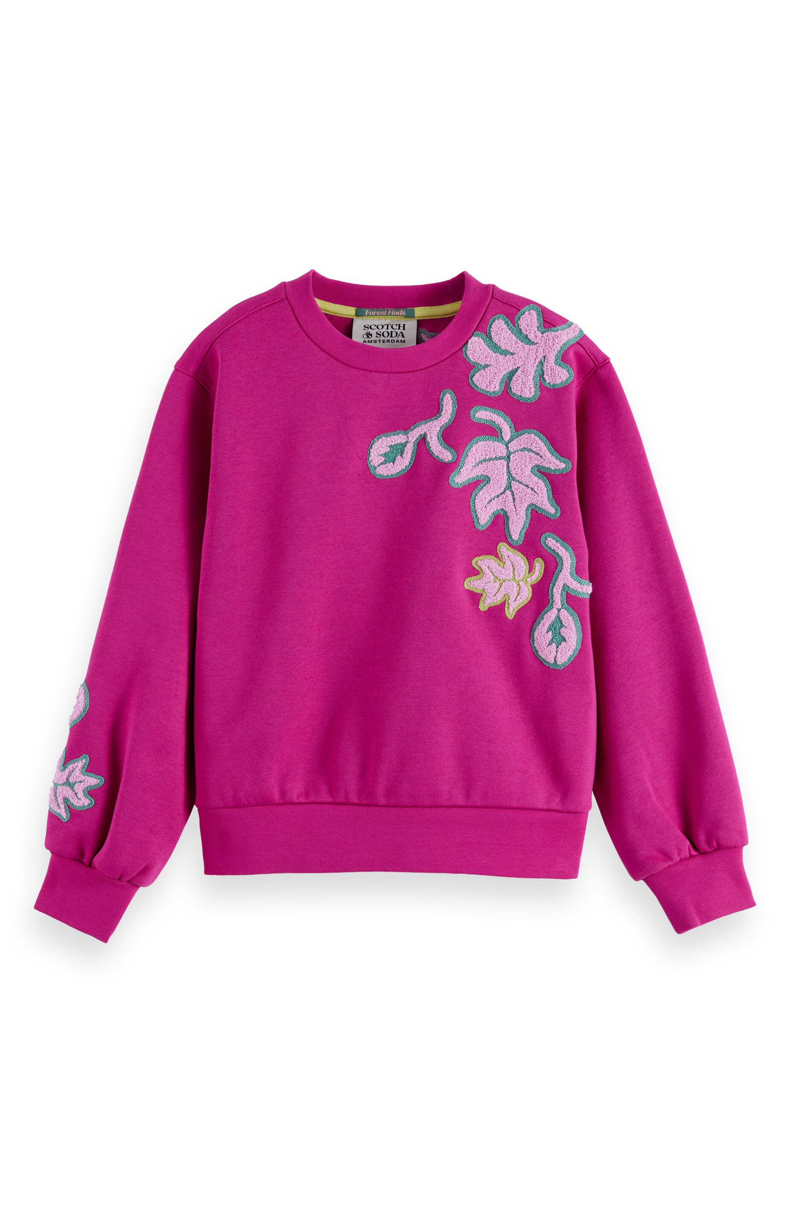 Scotch & Soda Kids' Embroidered Cotton Blend Graphic Sweatshirt