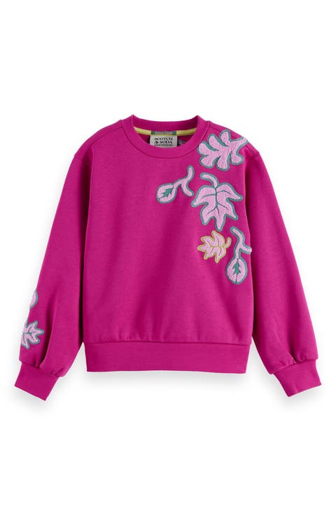 Kids' Embroidered Cotton Blend Graphic Sweatshirt (Big Kid)