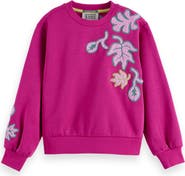Scotch & Soda Kids' Embroidered Cotton Blend Graphic Sweatshirt