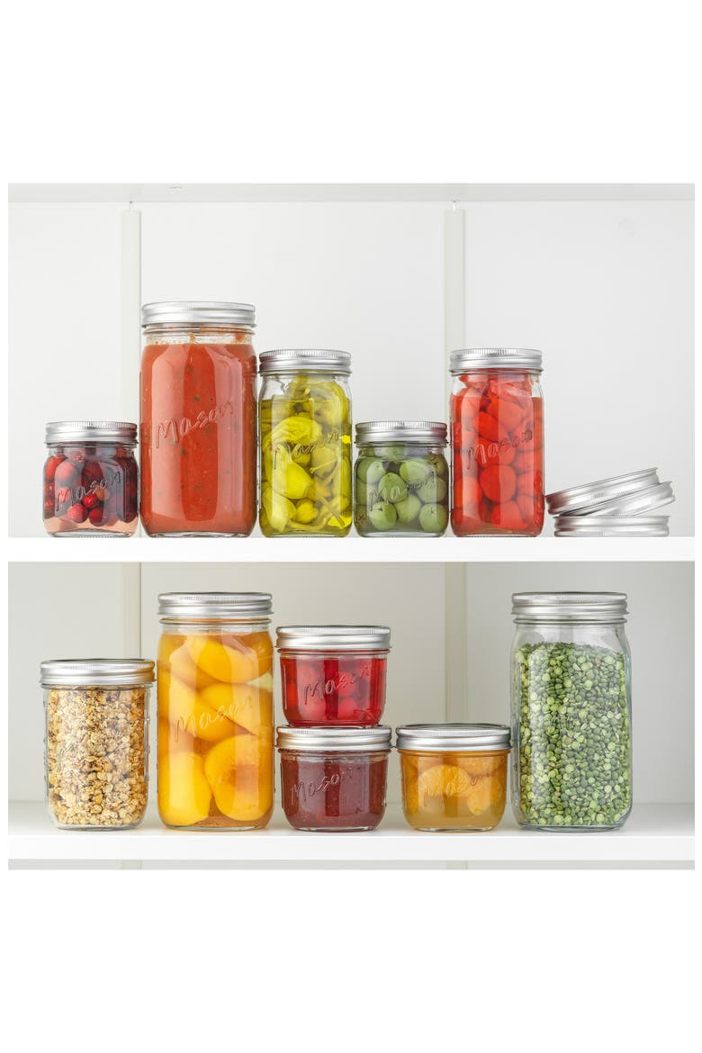 42-Piece Wide Mouth Mason Jars with Airtight Lids, Alternate, color, CLEAR/ SILVER