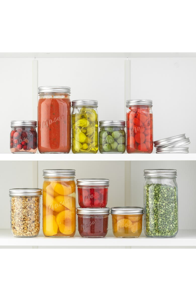 JoyJolt 42-Piece Wide Mouth Mason Jars with Airtight Lids, Alternate, color, Clear/ Silver