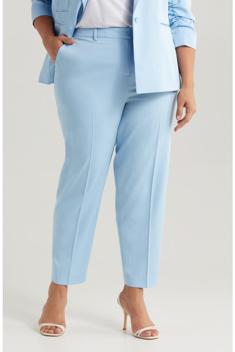 Classic Pinstripe Straight Leg Pants, Main, color, ICE BLUE