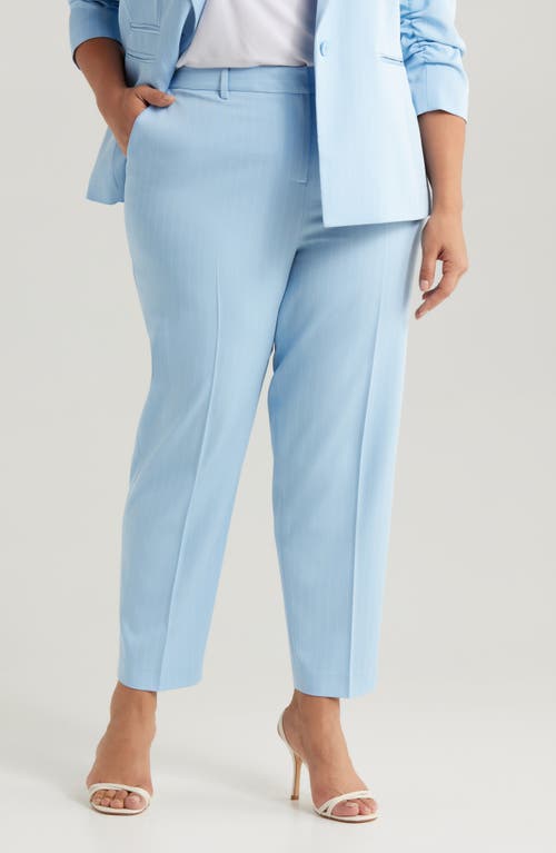 Tahari Asl Classic Pinstripe Straight Leg Pants In Ice Blue
