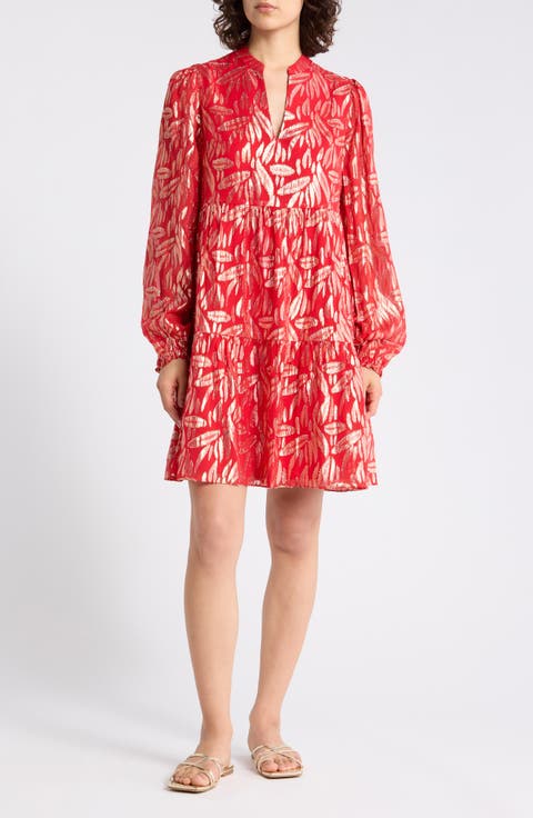 Cornellia Long Sleeve Silk Blend Babydoll Dress