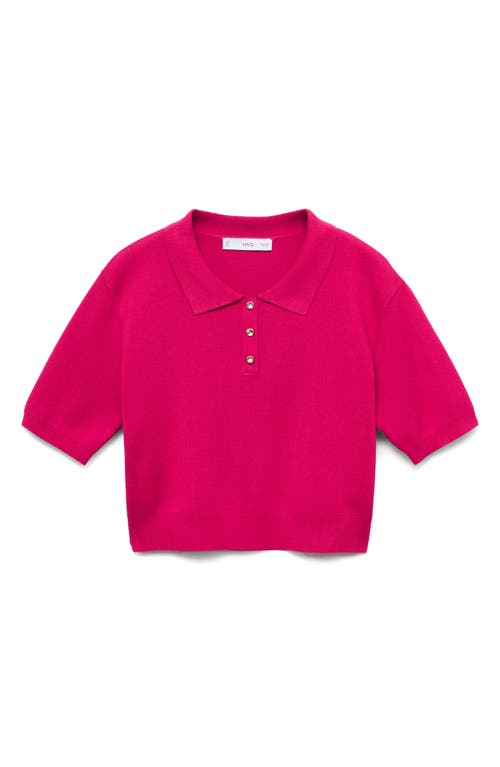 Mango Rib Crop Polo Sweater In Fuchsia