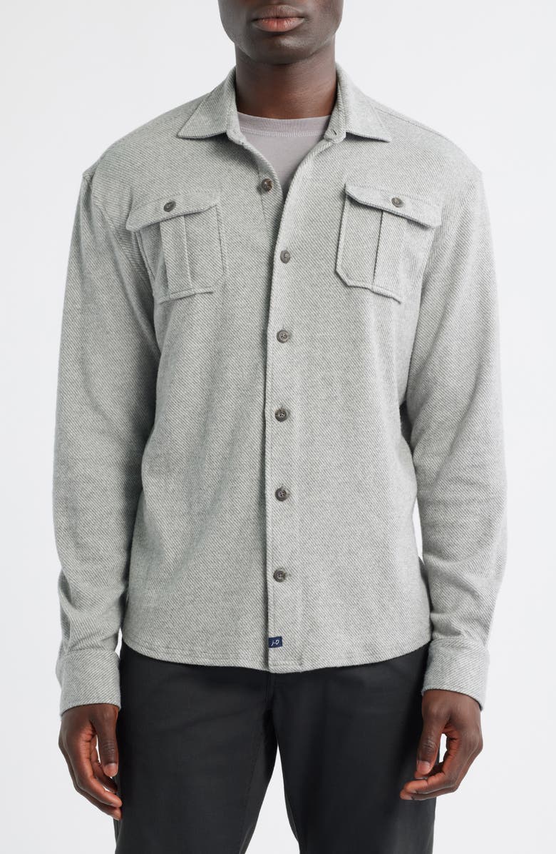 johnnie-O Carl Brushed Knit Button-Up Shirt, Alternate, color, Light Gray