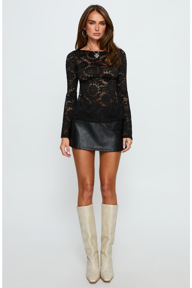 Plentiful Open Back Sheer Lace Top, Alternate, color, BLACK