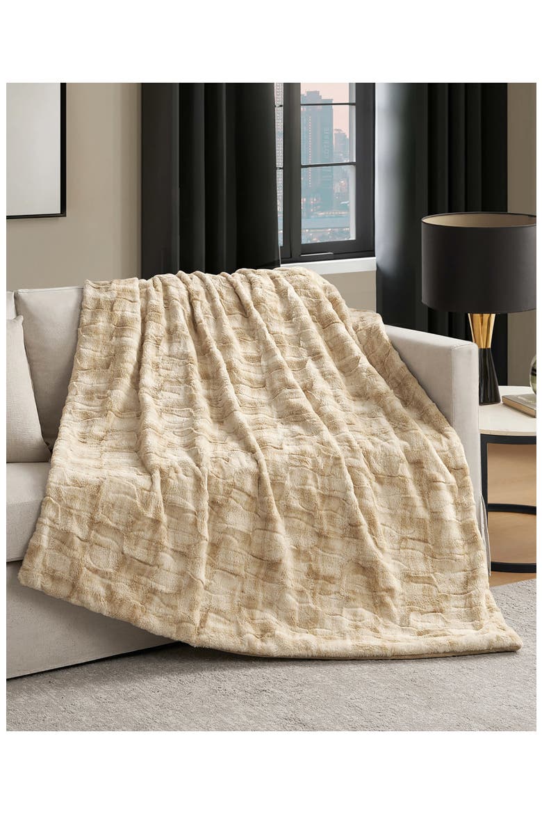 Print Embossed Oversize Blanket, Alternate, color, SAFARI BROWN