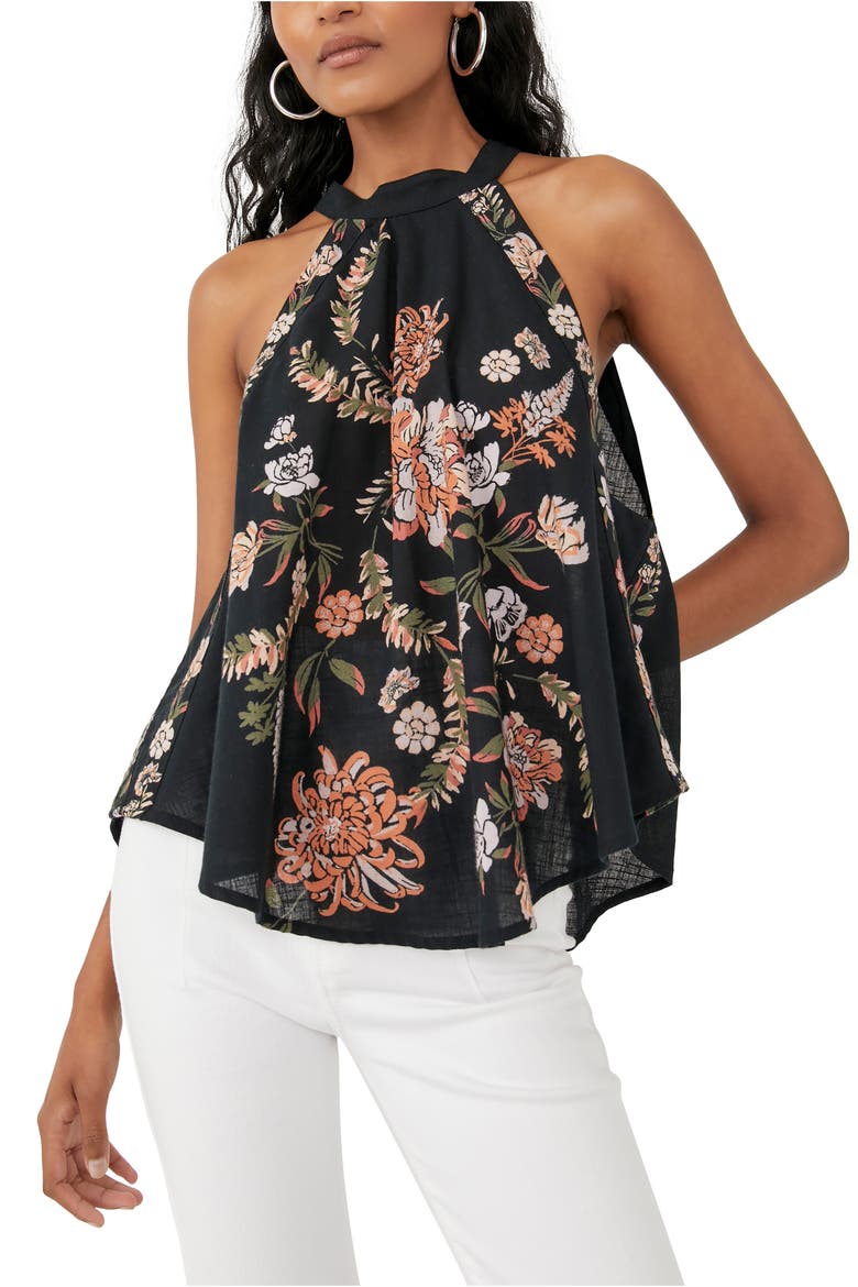 Emily Print Halter Tank, Main, color, BLACK