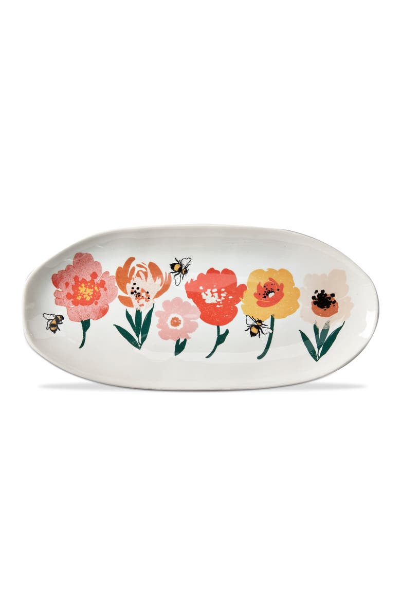 tag Bee Blossom Multicolor Oval Serving Platter Ceramic Dishwasher Safe, Main, color, Multicolored