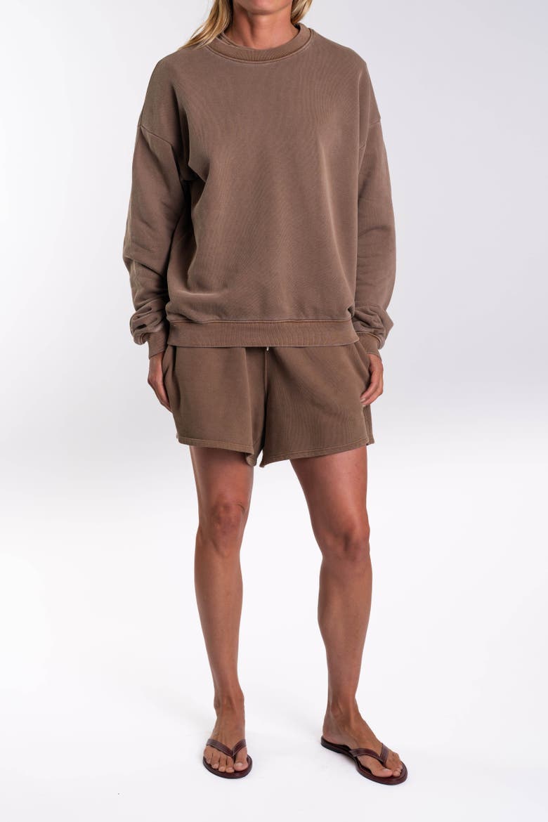 Gender Inclusive French Terry Day Short, Alternate, color, Brownstone