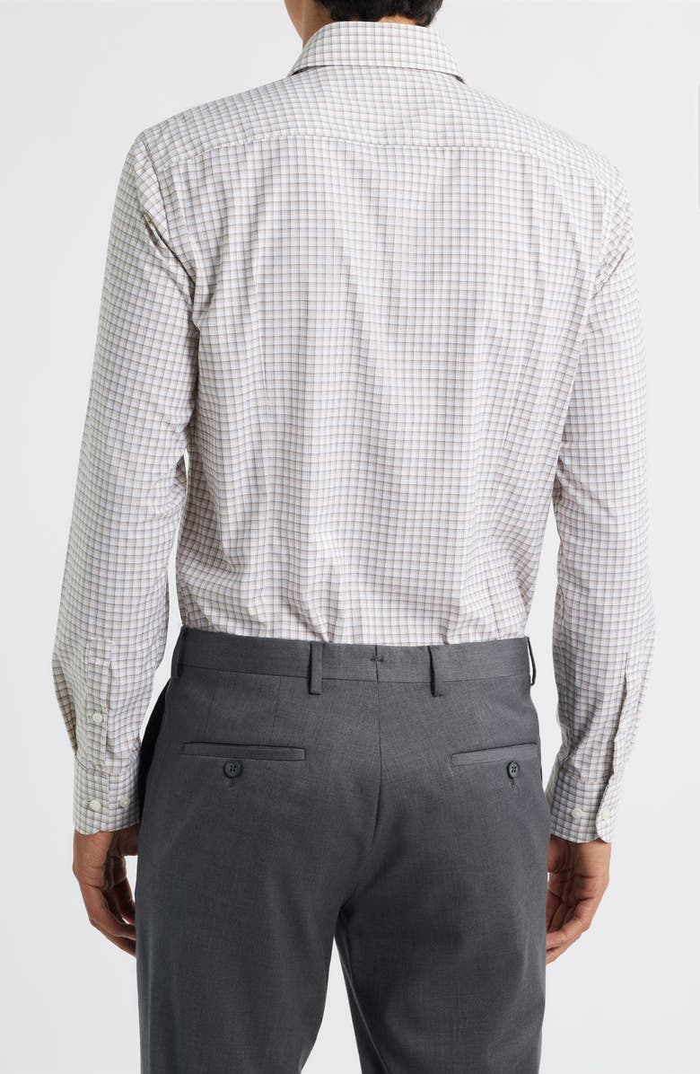 BOSS Hank Slim Fit Shadow Check Stretch Dress Shirt, Alternate, color, Medium Beige