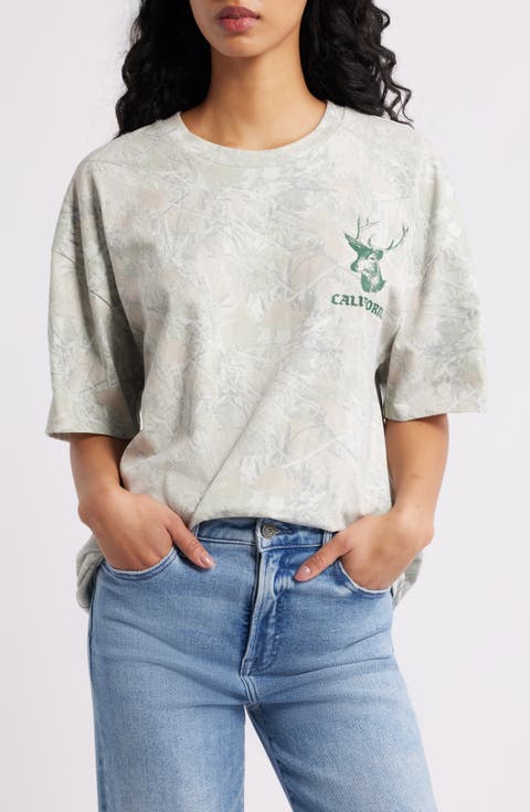 Big Bear Camp Camo Print Graphic T-Shirt