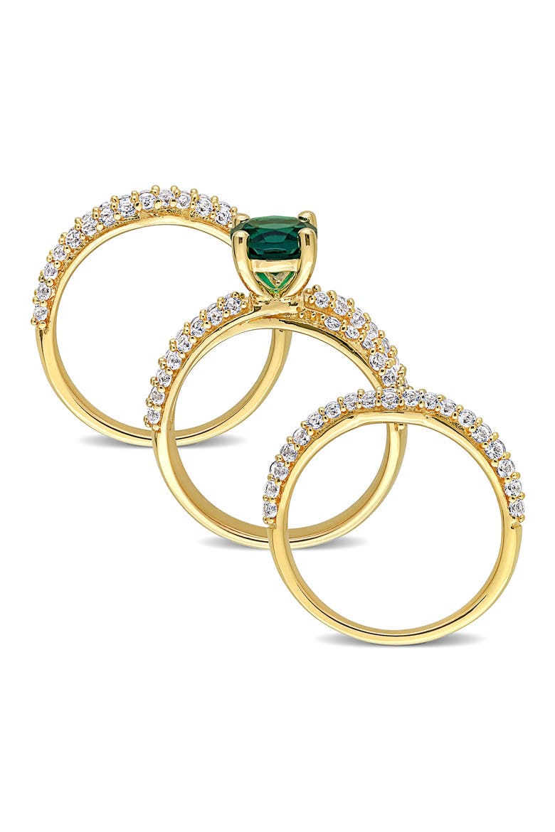 Created Emerald & Created Sapphire Stackable Ring Set, Alternate, color, GREEN