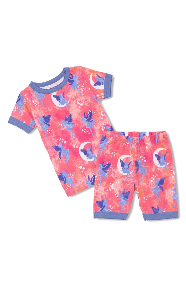 Hatley Kids' Night Fairies Print Cotton Fitted Two-Piece Short Pajamas, Main, color, Pink
