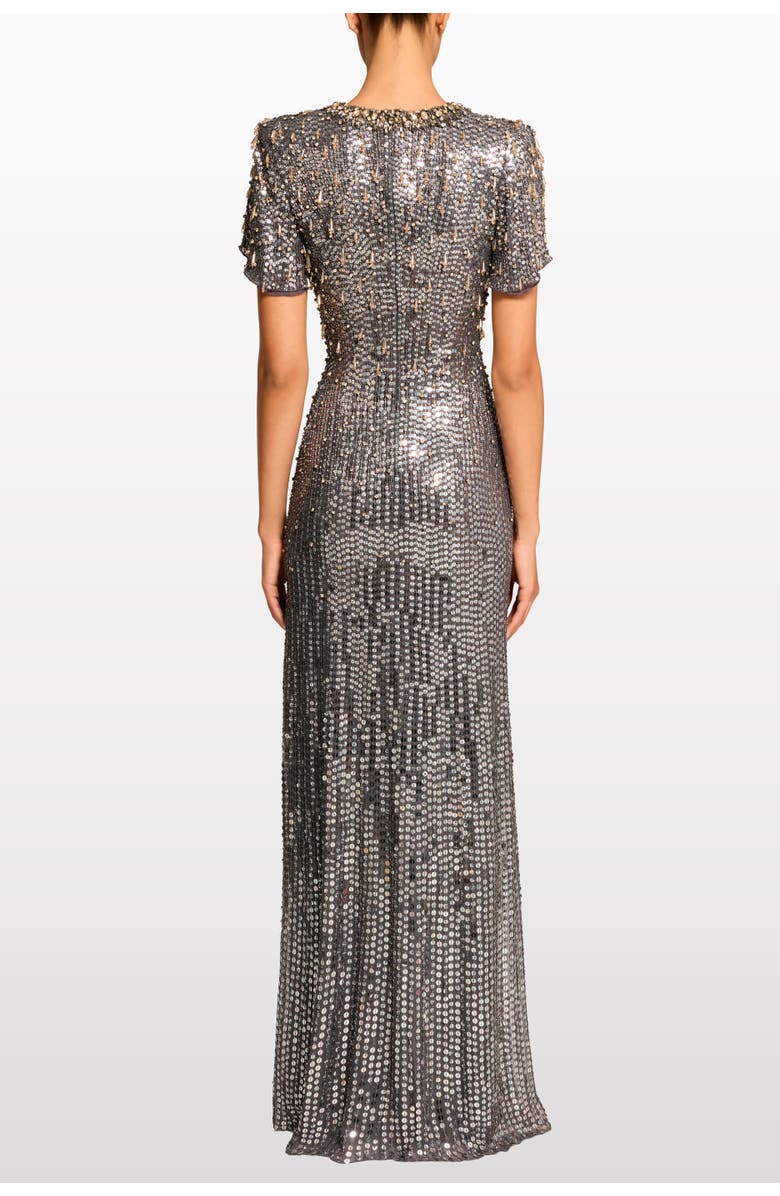 Jenny Packham Serenity Sequin-Embellished Gown, Alternate, color, Shadow Grey
