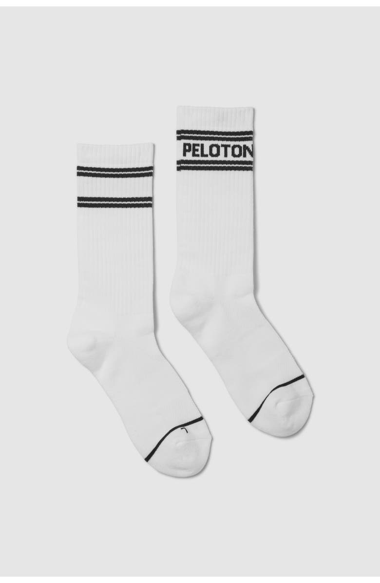 Peloton Cotton Crew Sock - Peloton Logo, Alternate, color, White